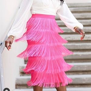Neon pink skirt